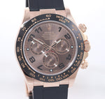 2016 Rolex Daytona Chocolate Oysterflex Ceramic 116515 18K Rose Gold 40mm Watch