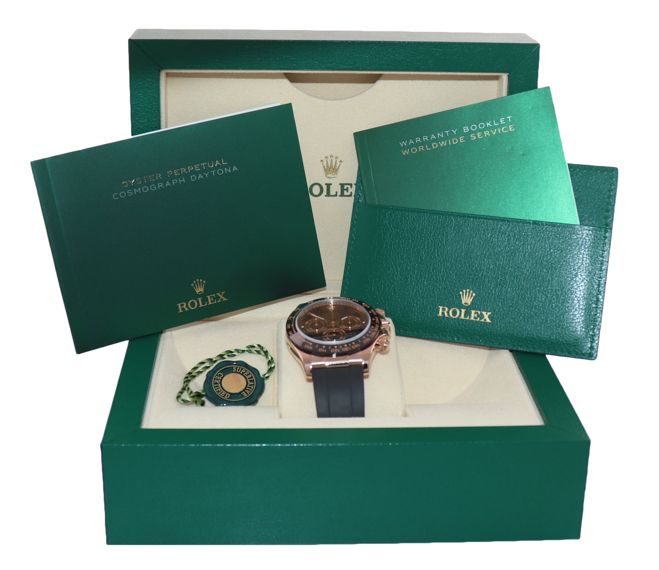 2016 Rolex Daytona Chocolate Oysterflex Ceramic 116515 18K Rose Gold 40mm Watch