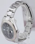 Rolex Datejust II Gray Black Roman Dial Steel 18K White Gold 116334 41MM Watch