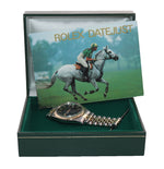 Rolex DateJust 16013 Two Tone 18k Gold Steel Jubilee Black Stick Watch Box
