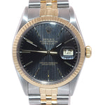 Rolex DateJust 16013 Two Tone 18k Gold Steel Jubilee Black Stick Watch Box