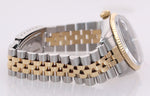 Rolex DateJust 16013 Two Tone 18k Gold Steel Jubilee Black Stick Watch Box