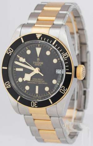 Tudor Black Bay Heritage PAPERS Two-Tone Gold Steel Black 41mm Watch 79733N B+P