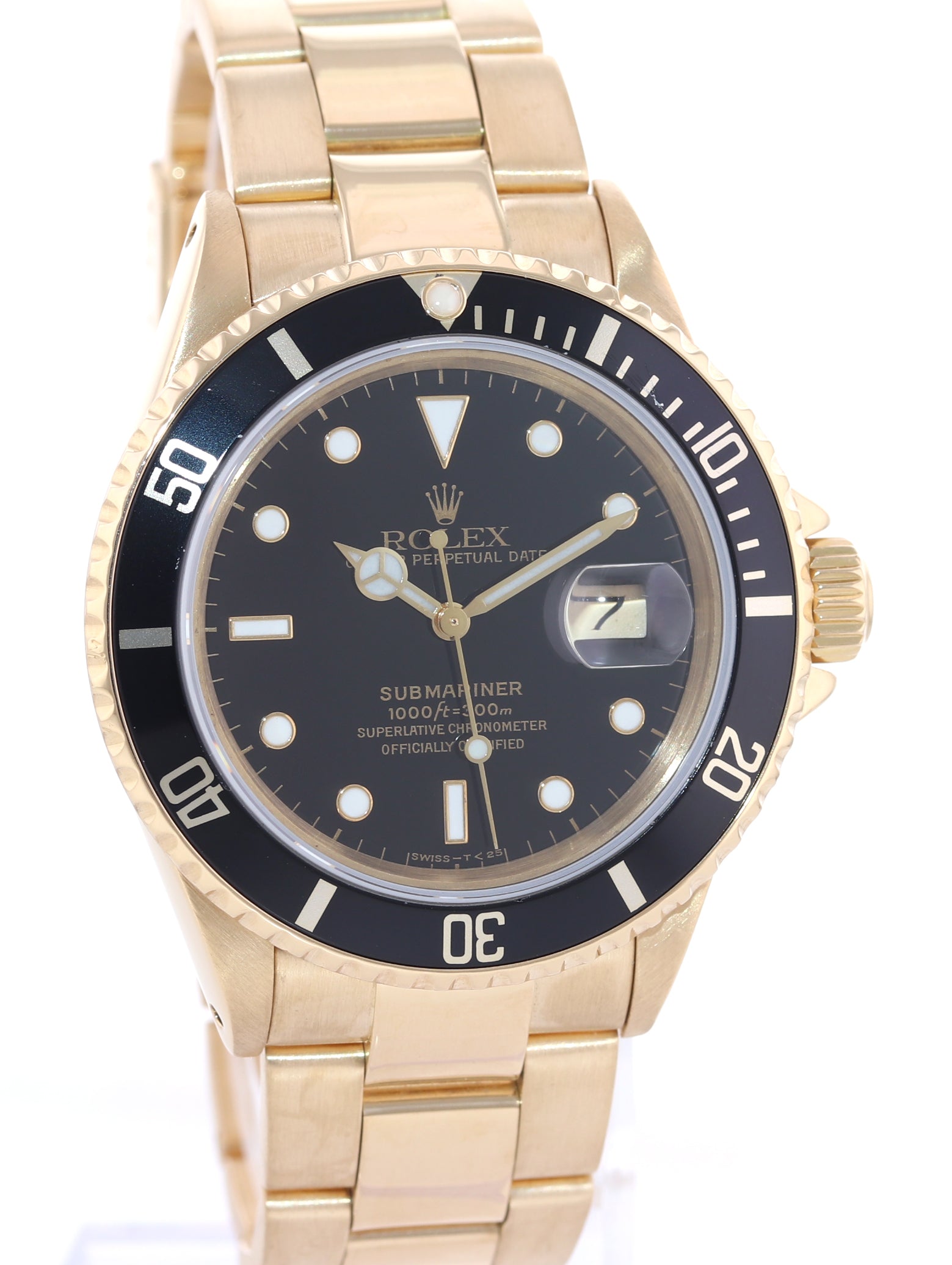 Rolex 16808 Submariner Yellow Gold Black Dial Oyster 40mm Watch Box