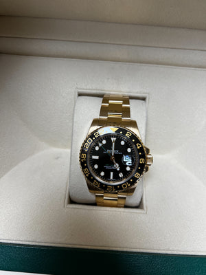 Rolex GMT-Master II PAPERS Ceramic Black 18K Yellow Gold 40mm 116718 LN B+P