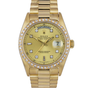 Rolex Day-Date Presidential President 36mm Diamond Dial 18038 18K Gold Watch