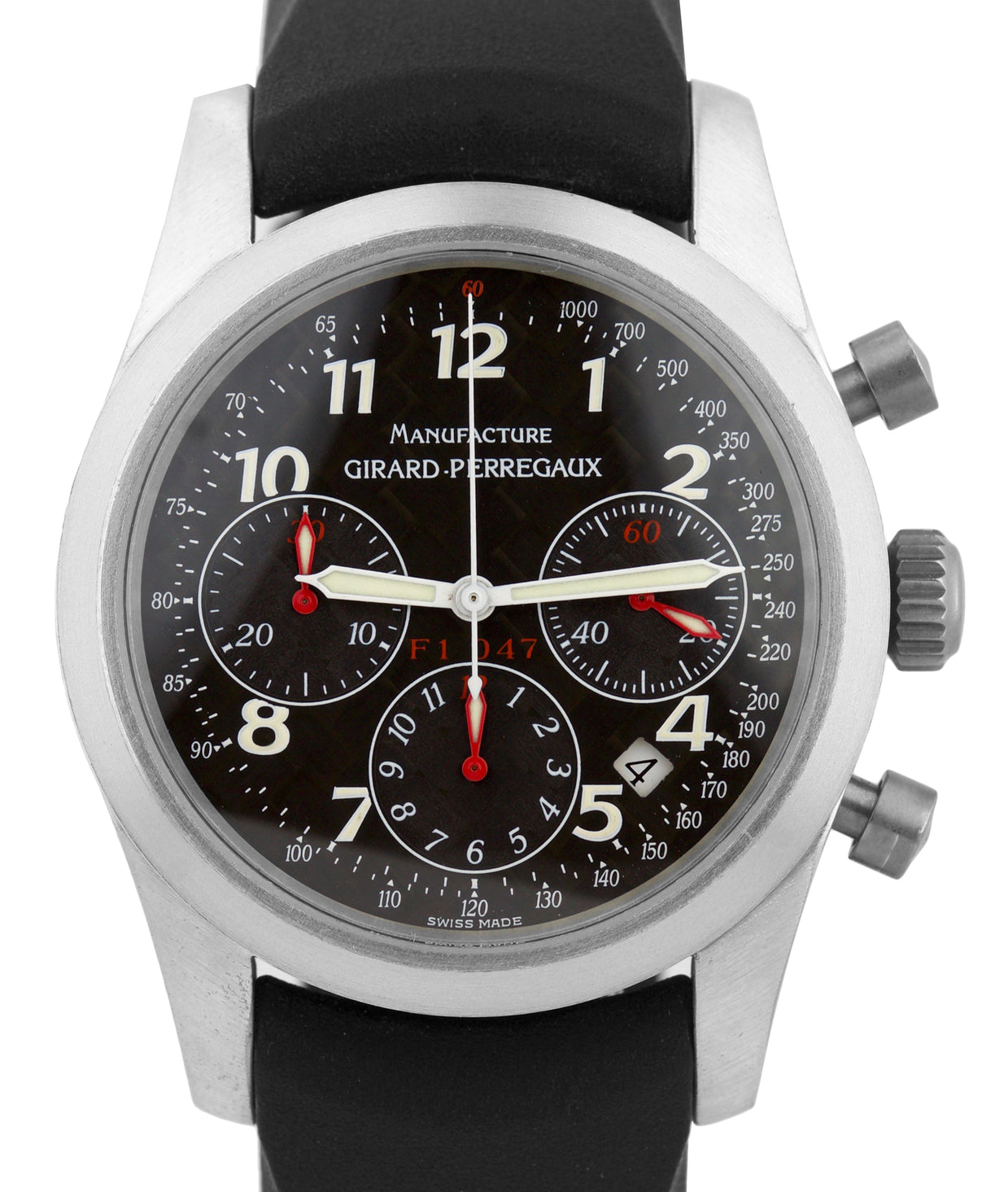 Men s Girard Perregaux Chronograph 4955 F1047 Black 42mm Aluminum Rubb