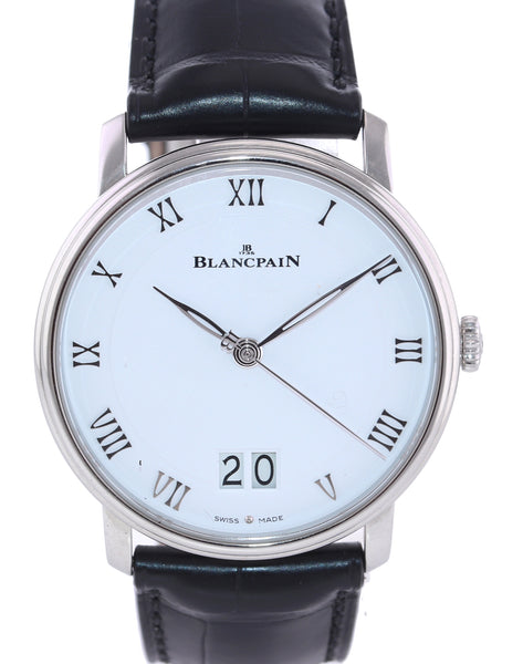 PAPERS Blancpain Villeret Large Date 6669 1127 55B Steel 40mm White Ro