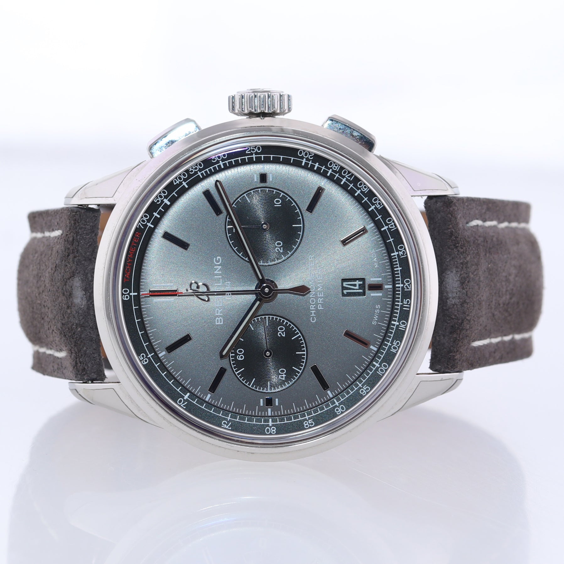 PAPERS Breitling Premier Chronograph Steel AB0118 B01 42mm Grey Date Watch