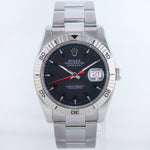 2008 MINT Rolex DateJust Turn-O-Graph 116264 Steel Black White Gold Fluted Watch