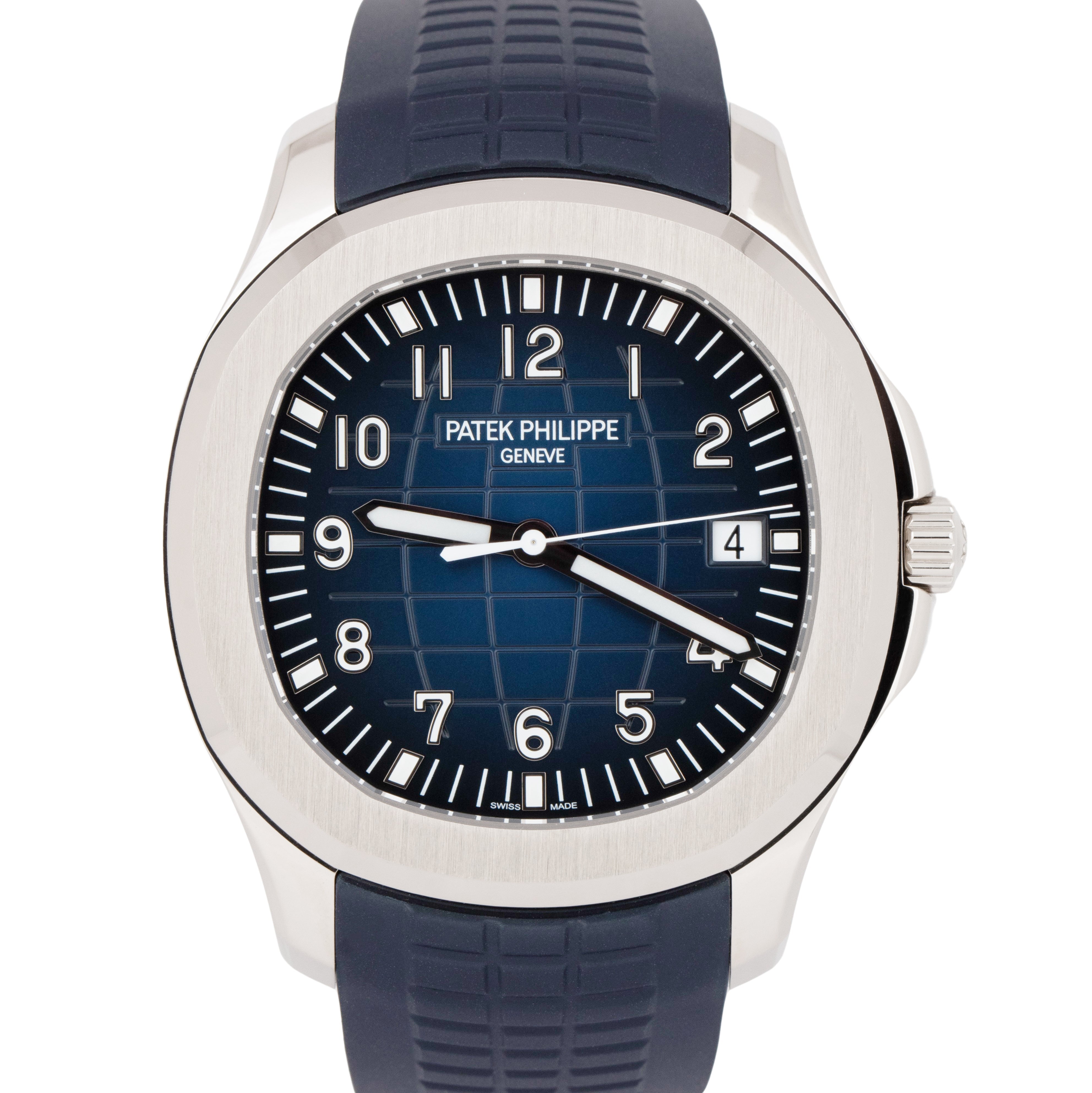 PAPERS Patek Philippe Aquanaut Blue 18K White Gold 42.2mm Watch 5168G