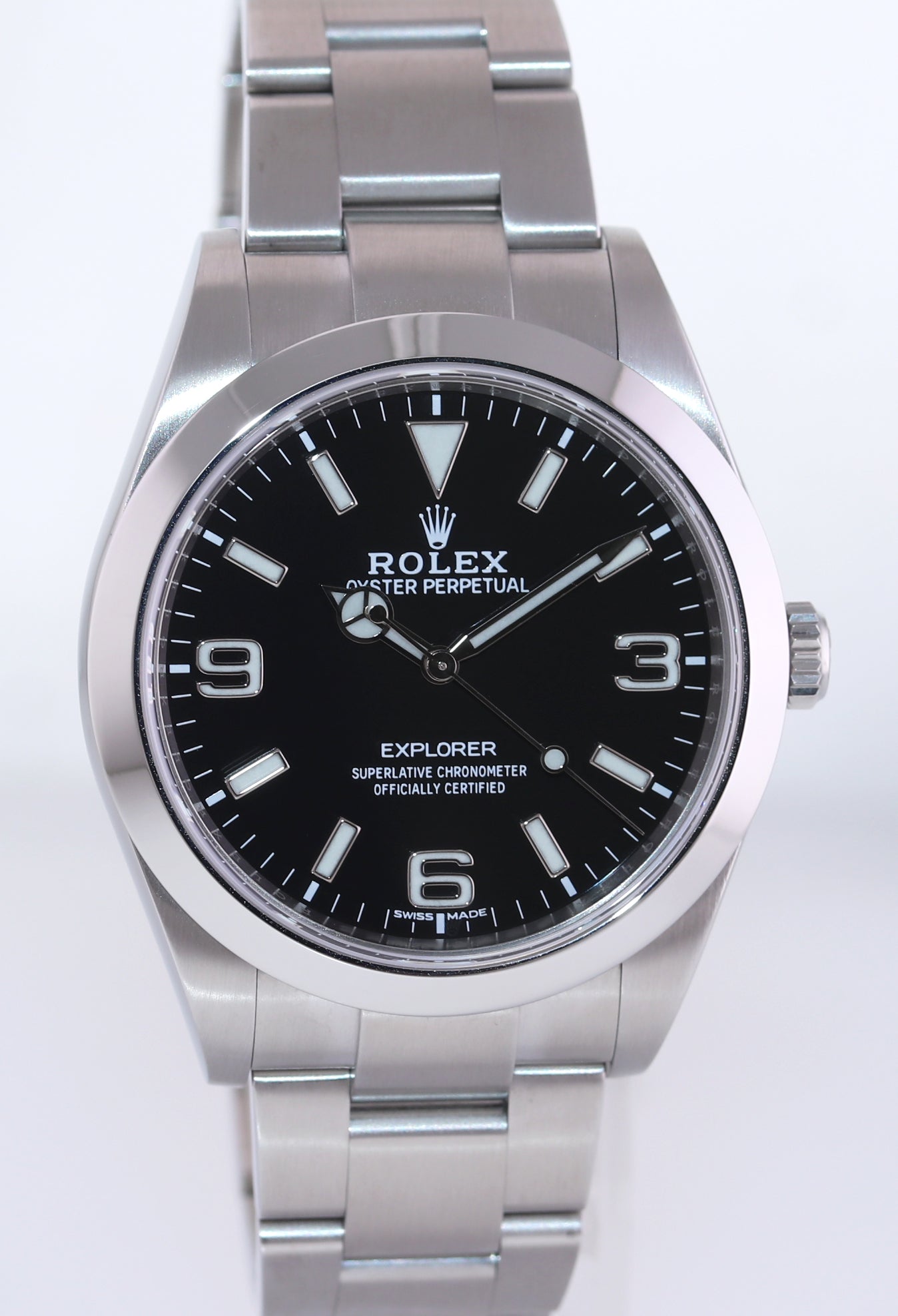 2021 Papers Rolex 214270 Explorer Black BLUE LUME 3 6 9 Steel 39mm