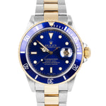 Rolex Submariner Date 40mm Blue Two-Tone 18K Yellow Gold Steel 16613 Watch BOX