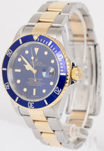 Rolex Submariner Date 40mm Blue Two-Tone 18K Yellow Gold Steel 16613 Watch BOX