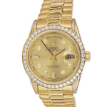 1990 Rolex Day-Date President Double Quickset Diamond 36mm 18238 18K Gold Watch