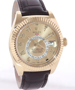 2018 BOX PAPERS Rolex Sky-Dweller 18K Gold 326138 42mm Champagne Leather watch