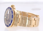 Rolex 16618 Submariner 18K Yellow Gold Blue Purple Sunburst Dial Watch Box