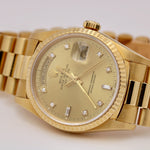 RSC Rolex Day-Date President CHAMPAGNE DIAMOND 18k Gold 36mm 18238 Watch BOX