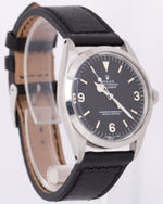 VINTAGE 1975 Rolex Explorer Stainless Steel Black 36mm 3-6-9 Leather 1016 Watch