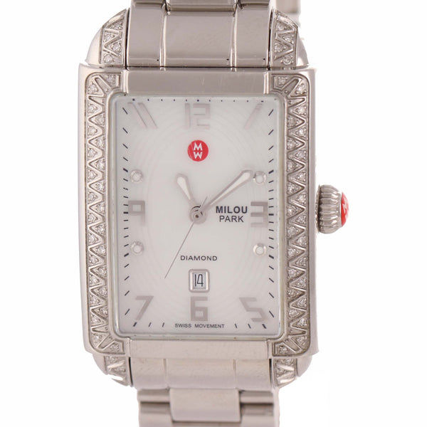 Ladies Michele Milou Park MOP Steel Diamond MW15C01A2025 Date Watch B9