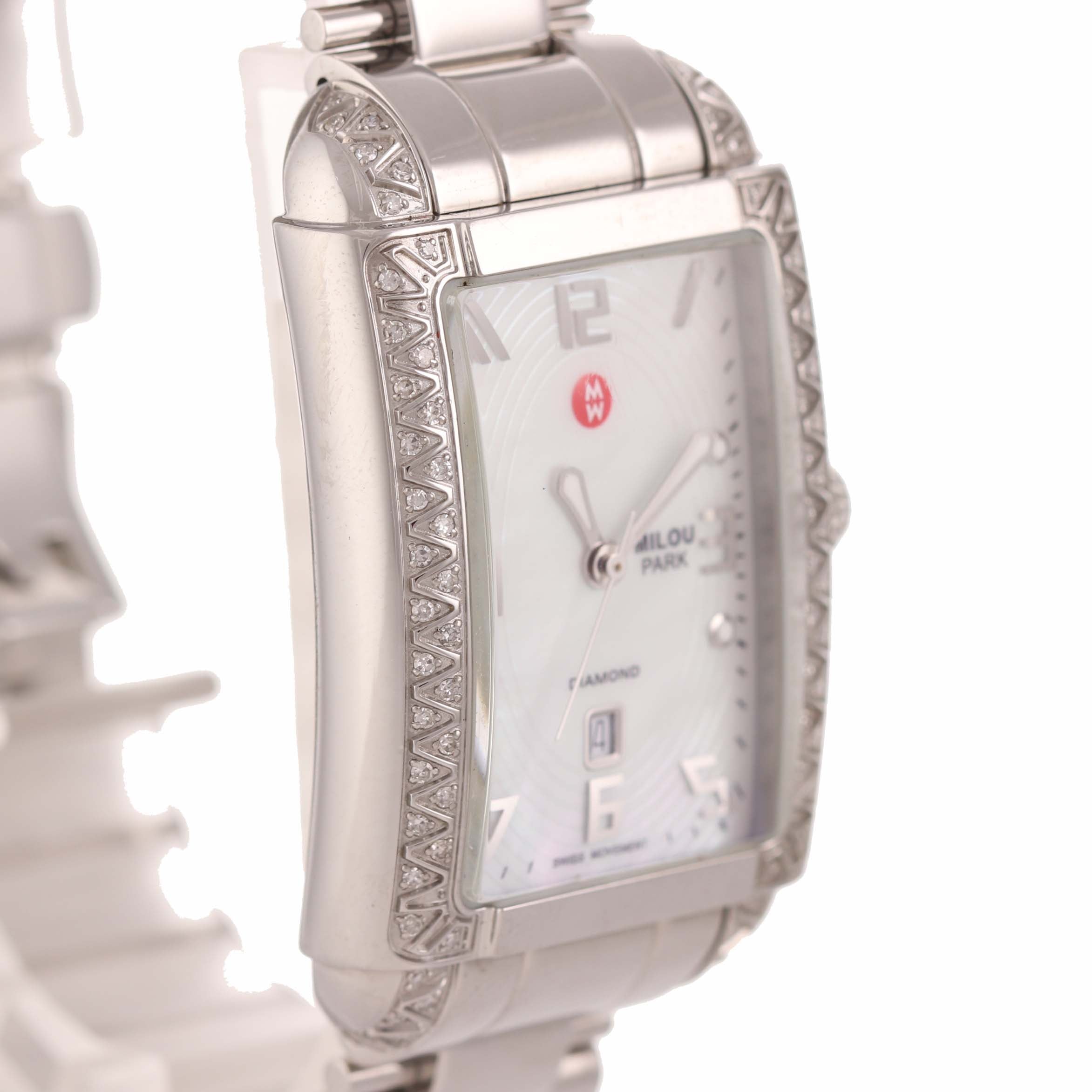 Ladies Michele Milou Park MOP Steel Diamond MW15C01A2025 Date Watch B9