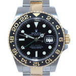 2011 PAPERS Rolex GMT-Master 2 Ceramic 116713 Black Two Tone Steel Gold Watch