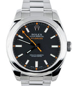 MINT Rolex Milgauss Black Dial Orange 116400 40mm Stainless Steel Oyster Watch