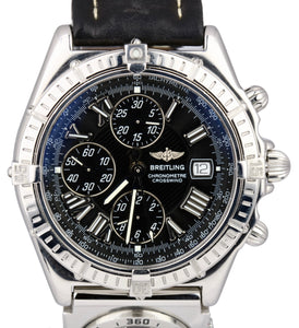 Breitling CrossWind Chronomat Chronograph Black 43mm Stainless A13355 w/ A70174