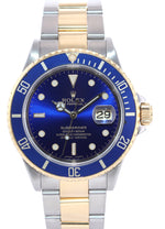 2006 Rolex Submariner 16613 Two Tone Steel Gold Blue SEL 40mm No Holes Watch Box
