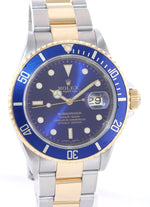 2006 Rolex Submariner 16613 Two Tone Steel Gold Blue SEL 40mm No Holes Watch Box