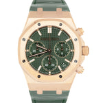 NEW Audemars Piguet Royal Oak Chronograph Green 18K Rose Gold Watch 26240OR B+P