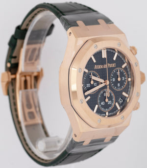 NEW Audemars Piguet Royal Oak Chronograph Green 18K Rose Gold Watch 26240OR B+P