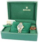 MINT Ladies DateJust 26mm Two-Tone Blue NO-HOLES CASE Gold Watch 69163 B+P