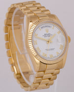 Rolex Day-Date President FAT BUCKLE White Roman 18K Gold REHAUT 36mm 118238 BOX