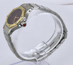 Ladies Cartier Santos Octagon Red Dial Two-Tone 18K Gold Stainless Automatic