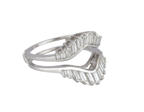 14K White Gold 0.73ctw Baguette Cut Diamond Enhancer Guard Wrap Insert Ring