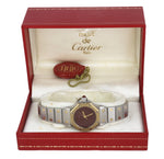 Ladies Cartier Santos Octagon Red Dial Two-Tone 18K Gold Stainless Automatic