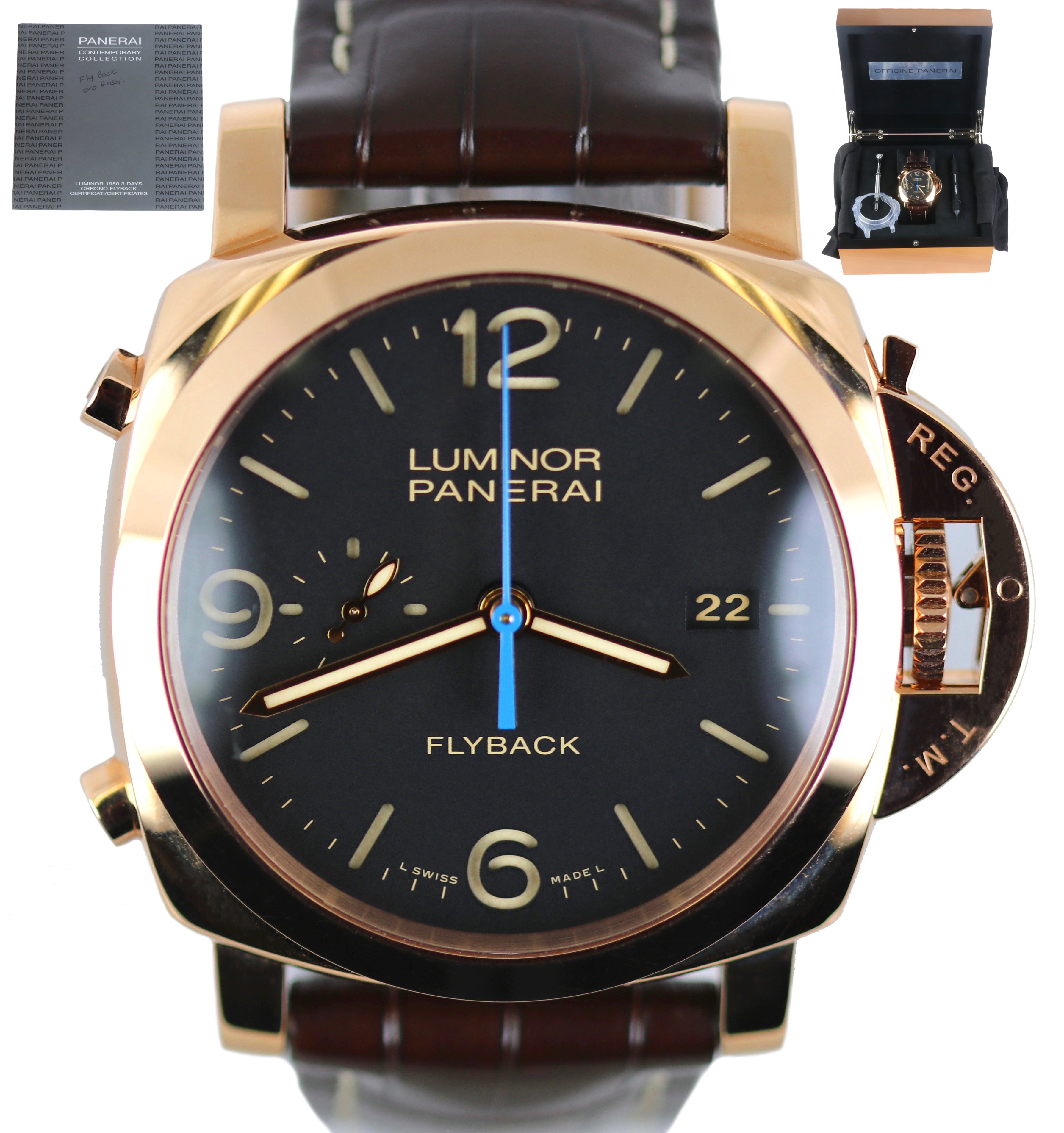 Panerai Luminor 1950 Chronograph Flyback PAM00525 18K Rose Gold 44mm P