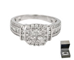 Zales 10K White Gold 1.15ctw Round Diamond Cushion Halo Frame Engagement Ring