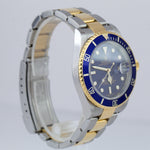 2007 Rolex Submariner Two-Tone Stainless Blue NO HOLES Dive 40mm Watch 16613