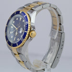 2007 Rolex Submariner Two-Tone Stainless Blue NO HOLES Dive 40mm Watch 16613