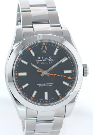 MINT PAPERS Rolex Milgauss 116400 Black Dial 40mm Steel Oyster Watch Box