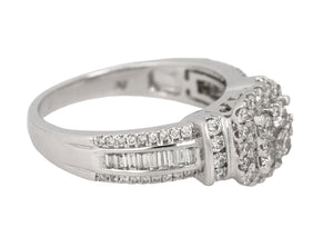 Zales 10K White Gold 1.15ctw Round Diamond Cushion Halo Frame Engagement Ring