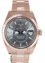 SEPT 2021 PAPERS NEW Rolex Sky-Dweller 18K Rose Gold RHODIUM 326935 Watch