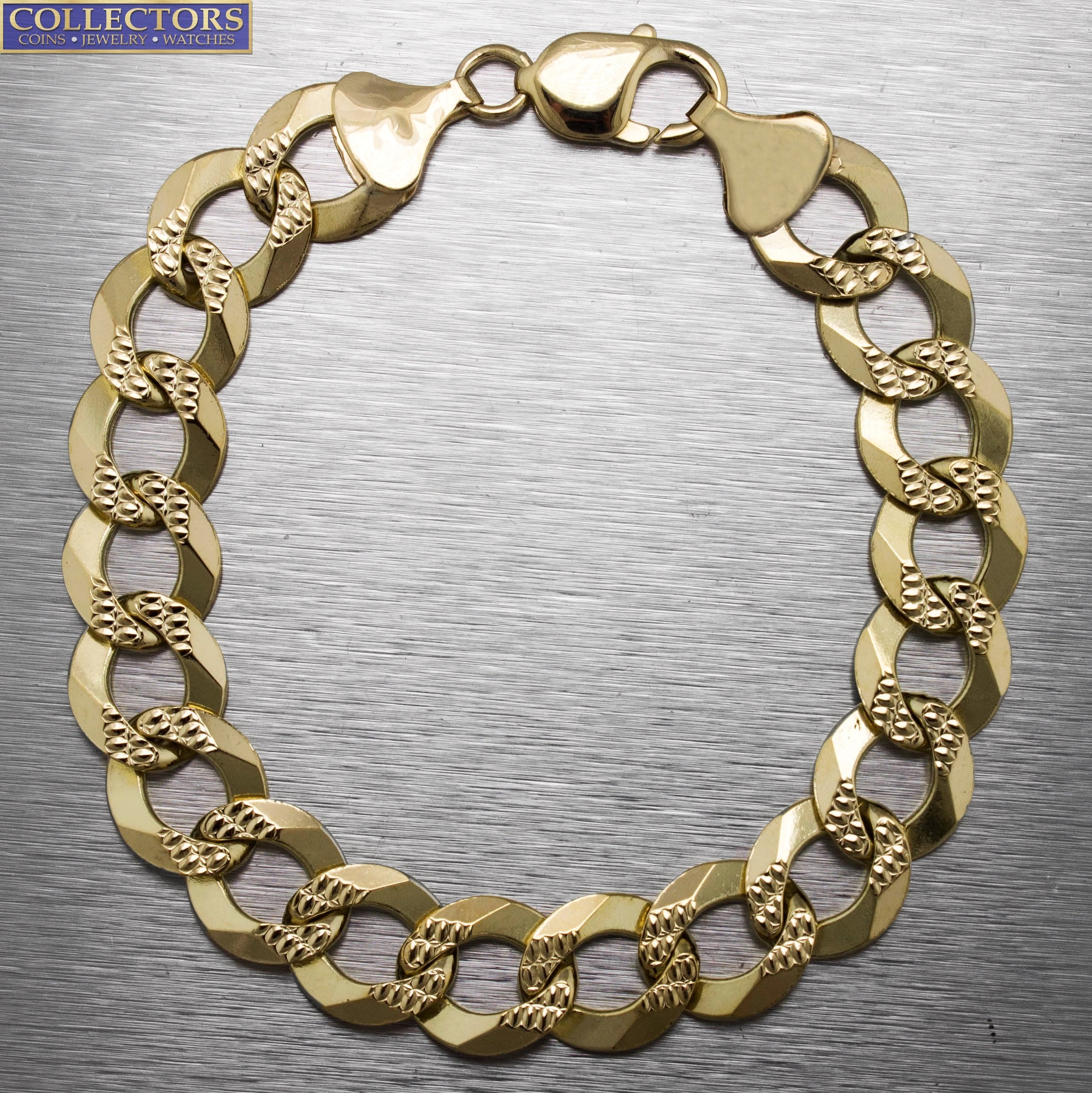men's 14k white gold curb link bracelet
