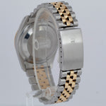 RARE Rolex DateJust 36mm BLUE ARABIC JUBILEE 18K Yellow Gold Steel Watch 16233