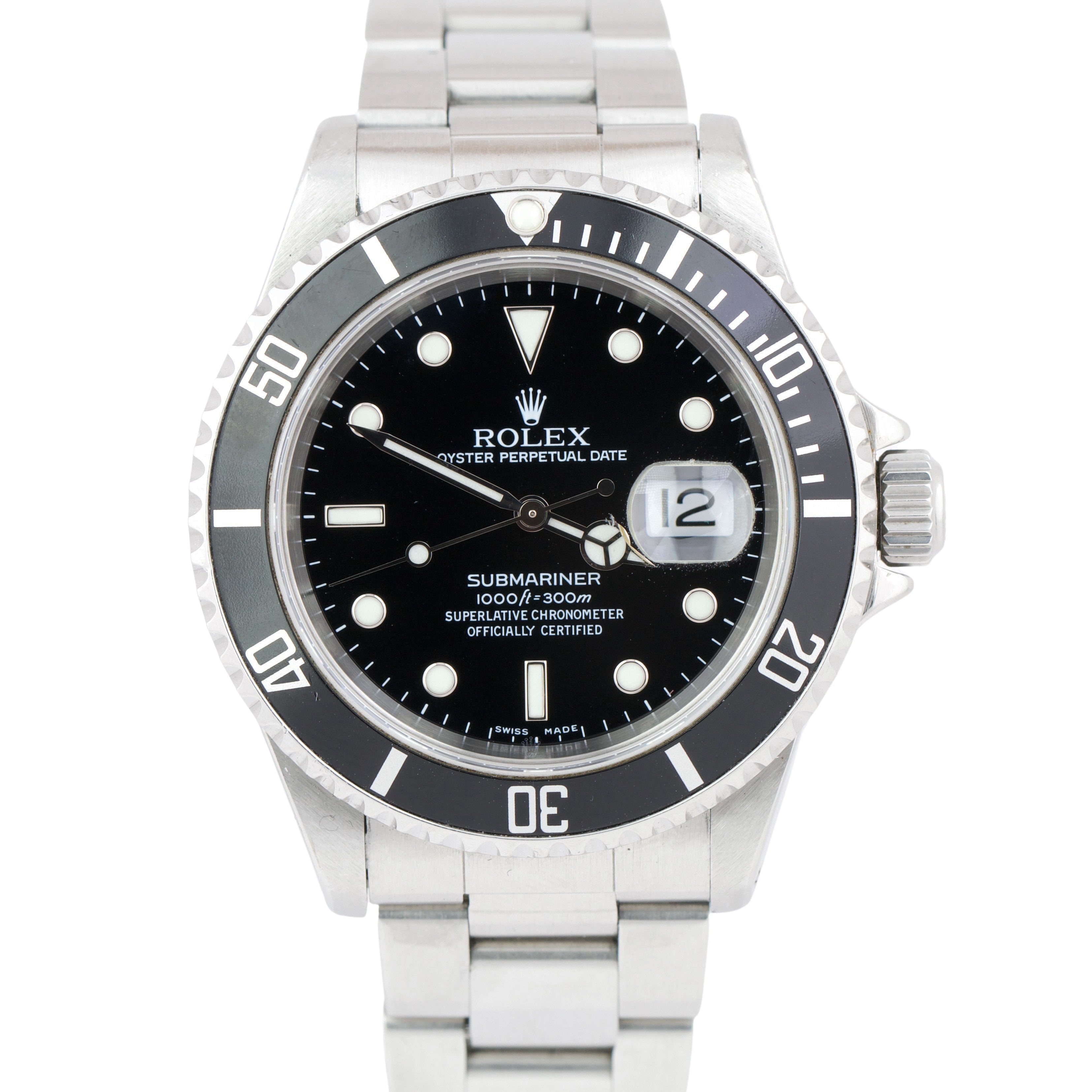 UNPOLISHED Rolex Submariner Date 40mm BLACK Stainless Steel Dive Watch 16610