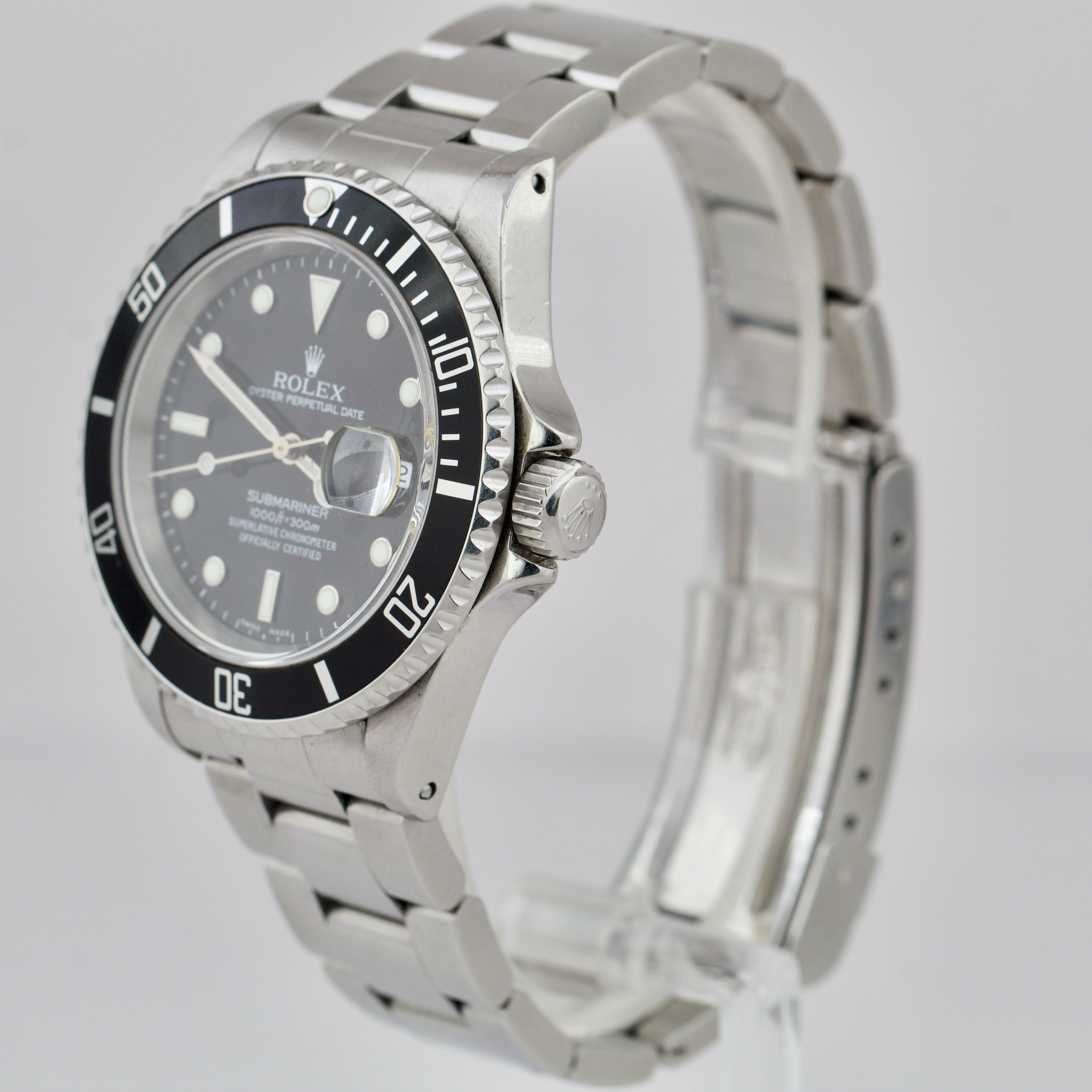 UNPOLISHED Rolex Submariner Date 40mm BLACK Stainless Steel Dive Watch 16610