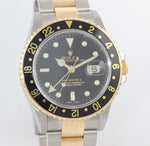 2002 Rolex GMT-Master II 16713 Two-Tone Gold Steel Date Black SEL 40mm Watch Box
