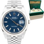 NEW NOV 2022 Rolex DateJust 41 Blue Motif Fluted Steel Jubilee Watch 126334